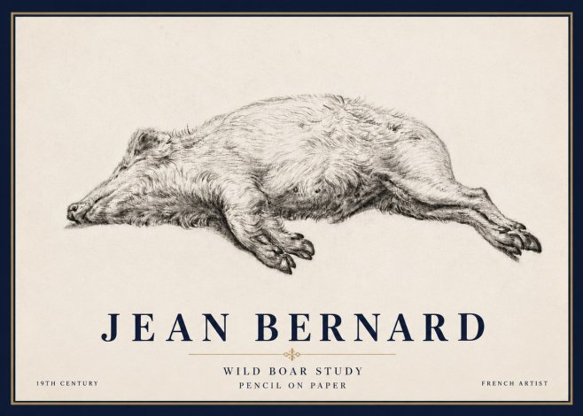 Jean Bernard Wild Boar Study No6 - Póster