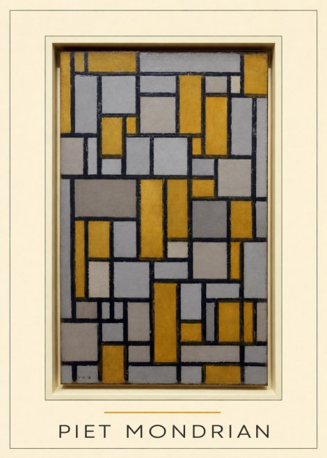 Piet Mondrian Composition in Grey and Yellow No4 - Póster