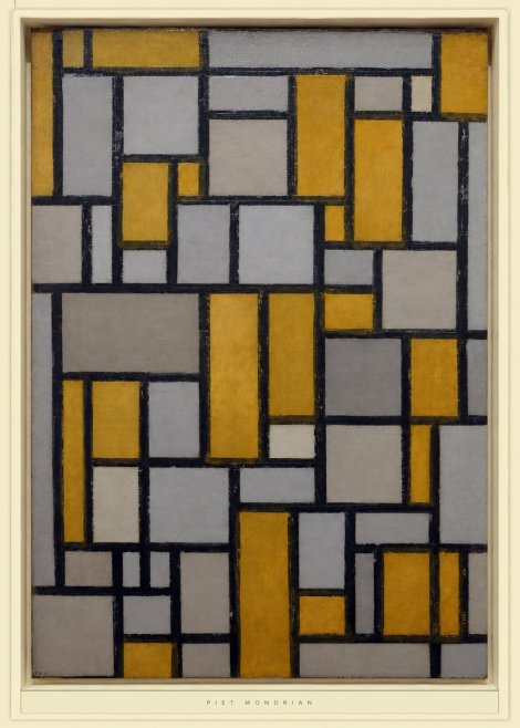 Piet Mondrian Composition in Grey and Yellow No6 - Póster