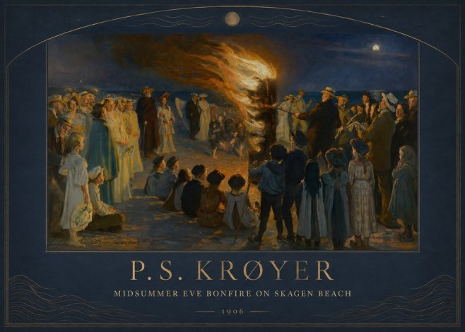 P.S. Krøyer Midsummer Eve Bonfire on Skagen Beach · 1906 No3 - Póster