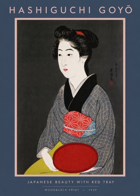 Hashiguchi Goyō Japanese Beauty with Red Tray No2 - Póster