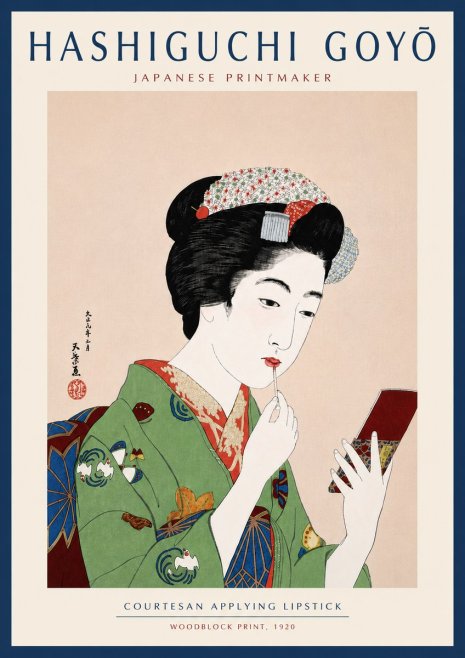 Hashiguchi Goyō Courtesan Applying Lipstick No6 - Póster