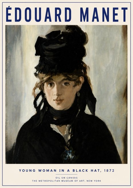 Édouard Manet Young Woman in a Black Hat, 1872 No3 - Póster