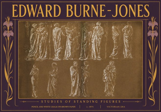 Edward Burne-Jones Studies of Standing Figures No5 - Póster