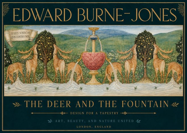 Edward Burne-Jones The Deer and the Fountain No3 - Póster