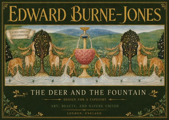 Edward Burne-Jones The Deer and the Fountain No5 - Póster