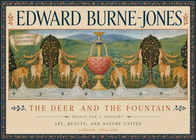 Edward Burne-Jones The Deer and the Fountain No6 - Póster