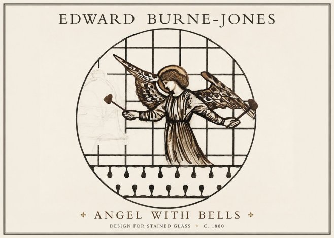 Edward Burne-Jones Angel with Bells (Study) No2 - Póster