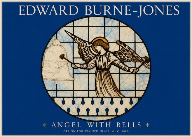 Edward Burne-Jones Angel with Bells (Study) No4 - Póster
