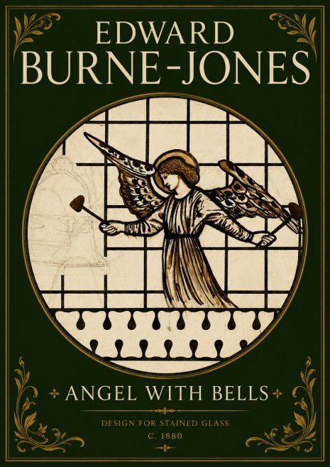 Edward Burne-Jones Angel with Bells (Study) No5 - Póster