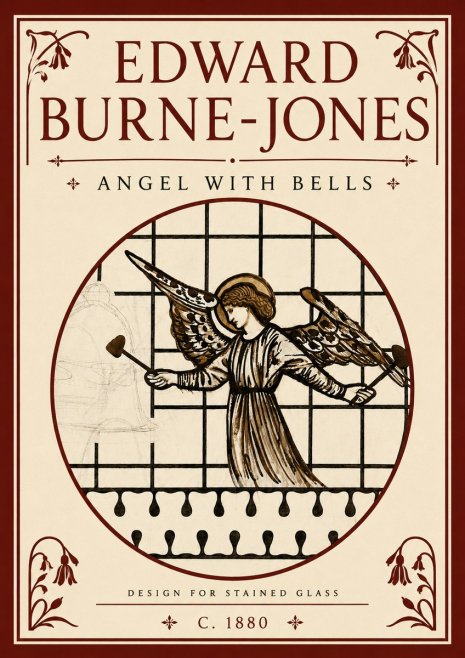 Edward Burne-Jones Angel with Bells (Study) No6 - Póster