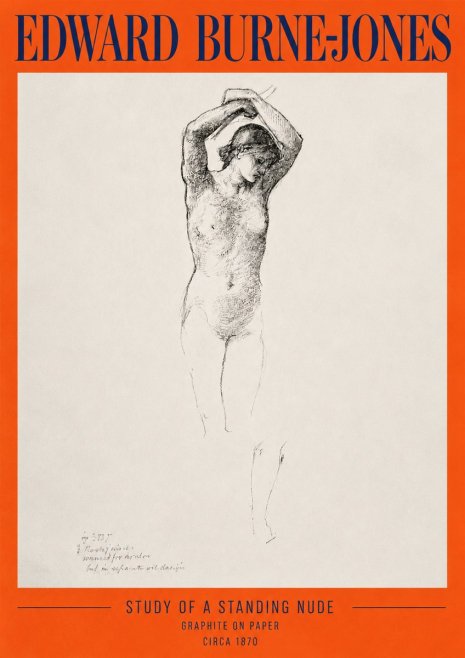 Edward Burne-Jones Standing Nude with Raised Arms (Study) No2 - Póster