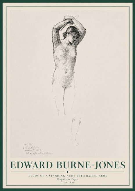 Edward Burne-Jones Standing Nude with Raised Arms (Study) No3 - Póster