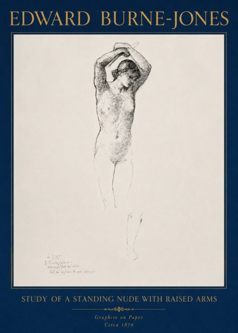 Edward Burne-Jones Standing Nude with Raised Arms (Study) No4 - Póster