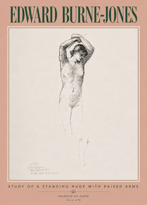 Edward Burne-Jones Standing Nude with Raised Arms (Study) No5 - Póster