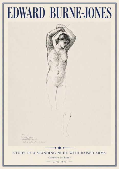 Edward Burne-Jones Standing Nude with Raised Arms (Study) No6 - Póster
