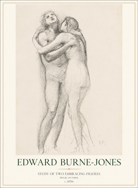 Edward Burne-Jones Study of Two Embracing Figures No1 - Póster