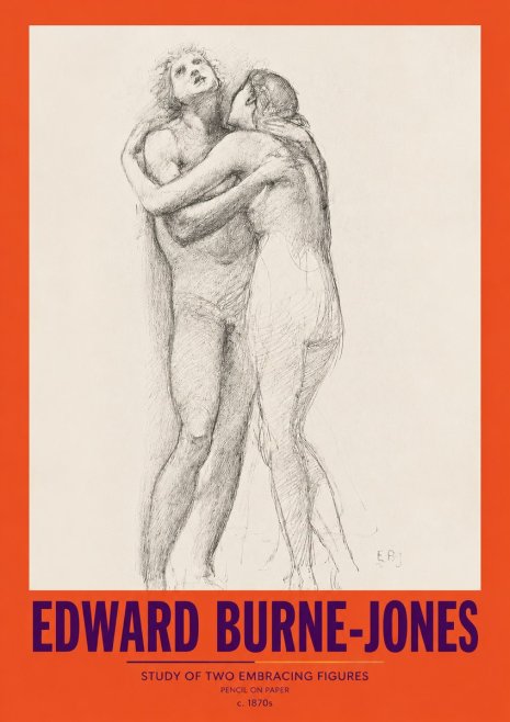Edward Burne-Jones Study of Two Embracing Figures No2 - Póster