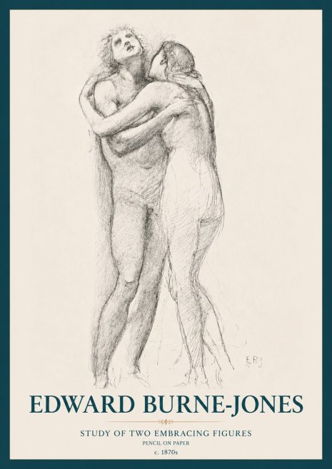 Edward Burne-Jones Study of Two Embracing Figures No3 - Póster