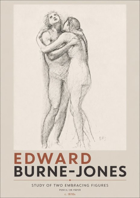 Edward Burne-Jones Study of Two Embracing Figures No4 - Póster
