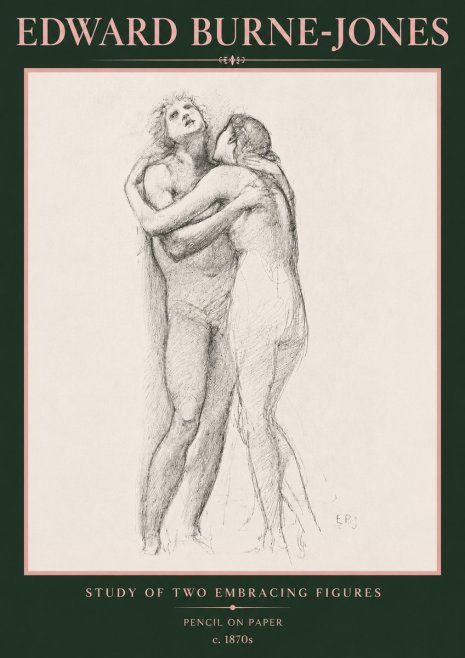 Edward Burne-Jones Study of Two Embracing Figures No5 - Póster