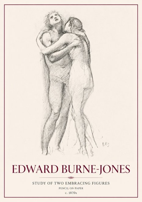 Edward Burne-Jones Study of Two Embracing Figures No6 - Póster
