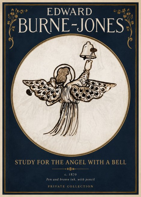 Edward Burne-Jones Study for the Angel with a Bell No2 - Póster