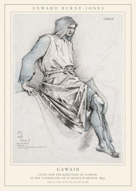 Edward Burne-Jones Gawain - Study for the Rejection of Gawain in the Tunnelling of Le Morte D'arthur, 1893 No1 - Póster
