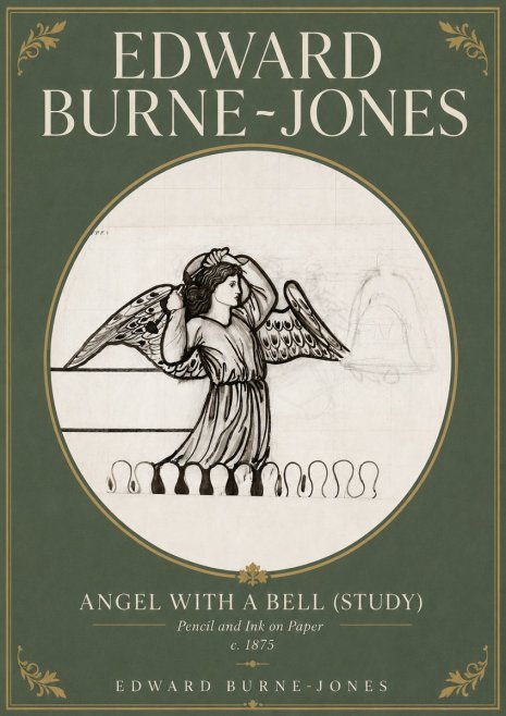 Edward Burne-Jones Angel with a Bell (Study) No4 - Póster