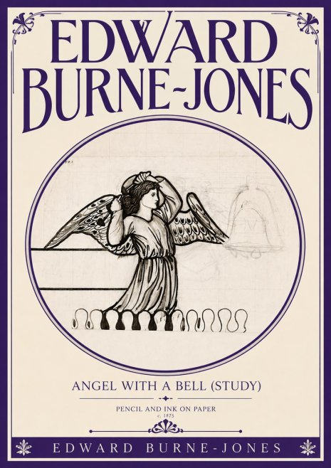 Edward Burne-Jones Angel with a Bell (Study) No6 - Póster