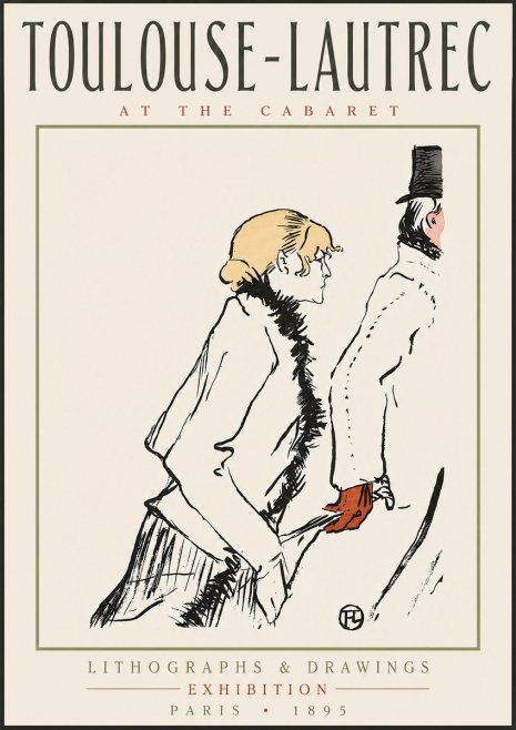 Toulouse-Lautrec At the Cabaret No4 - Póster