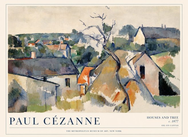 Paul Cézanne Houses and Tree No1 - Póster