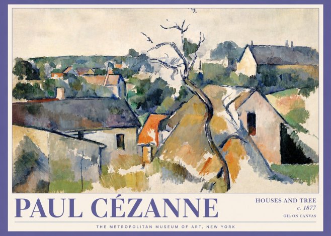 Paul Cézanne Houses and Tree No3 - Póster