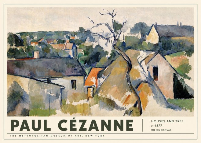 Paul Cézanne Houses and Tree No5 - Póster