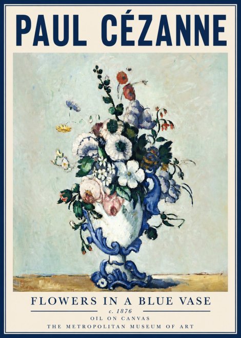 Paul Cézanne Flowers in a Blue Vase No4 - Póster
