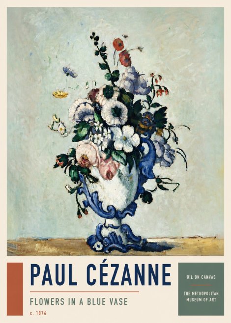 Paul Cézanne Flowers in a Blue Vase No5 - Póster