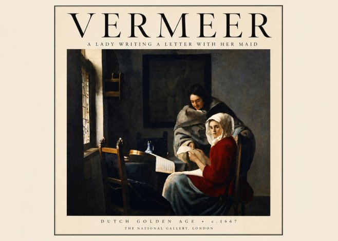 Vermeer A Lady Writing a Letter with Her Maid I No3 - Póster
