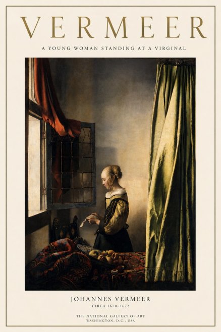 Vermeer A Young Woman Standing at a Virginal No3 - Póster
