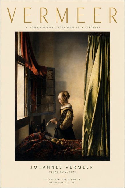 Vermeer A Young Woman Standing at a Virginal No4 - Póster