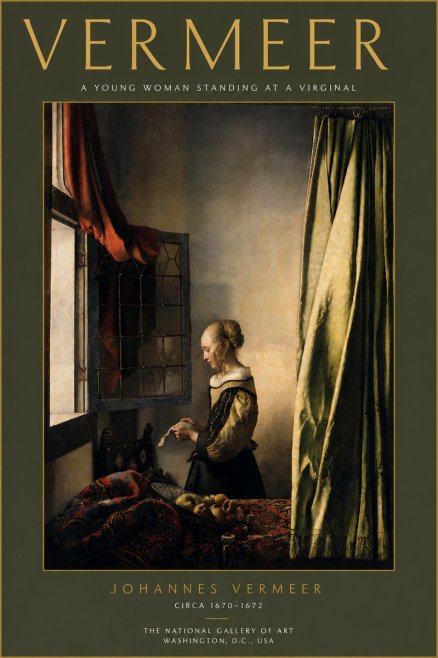 Vermeer A Young Woman Standing at a Virginal No5 - Póster