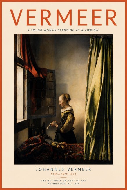 Vermeer A Young Woman Standing at a Virginal No6 - Póster