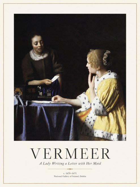 Vermeer A Lady Writing a Letter with Her Maid II No1 - Póster