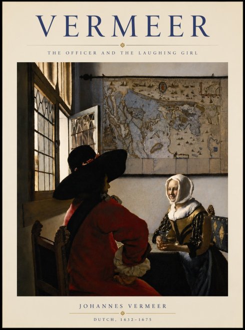 Vermeer The Officer and the Laughing Girl No5 - Póster