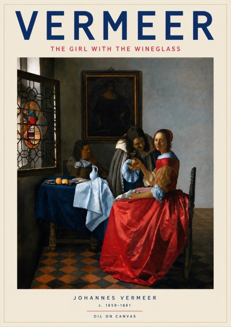 Vermeer The Girl with the Wineglass No5 - Póster