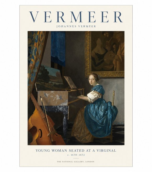Vermeer Young Woman Seated at a Virginal No1 - Póster