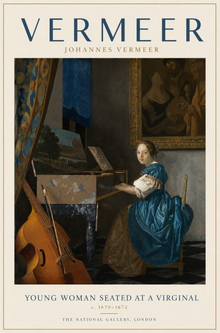 Vermeer Young Woman Seated at a Virginal No3 - Póster