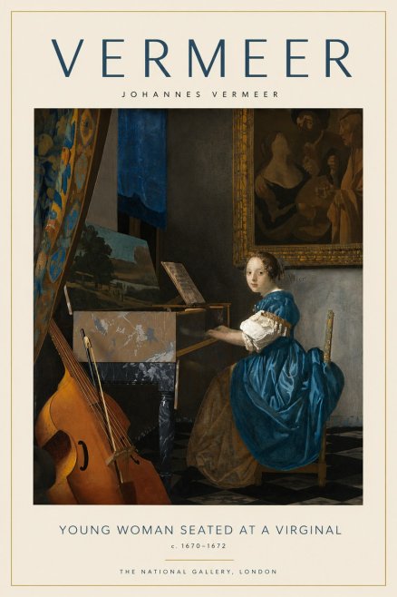 Vermeer Young Woman Seated at a Virginal No4 - Póster