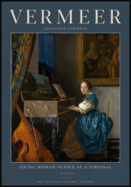 Vermeer Young Woman Seated at a Virginal No5 - Póster