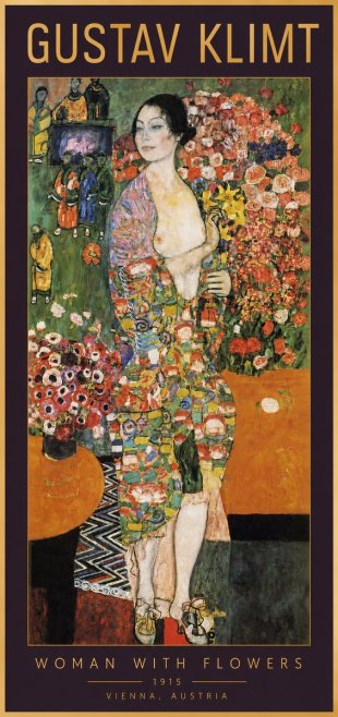 Klimt Woman with Flowers No2 - Póster