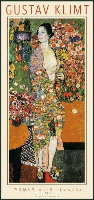 Klimt Woman with Flowers No3 - Póster